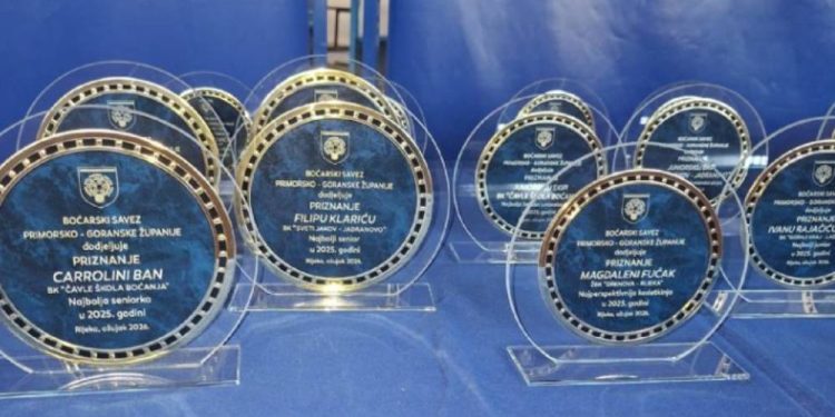 Boćarski savez PGŽ nagradio najbolje: laureati Filip Klarić, Carrolina Ban, Krenovac i Čavle ŠB, Čedi Vukeliću Nagrada za životno djelo